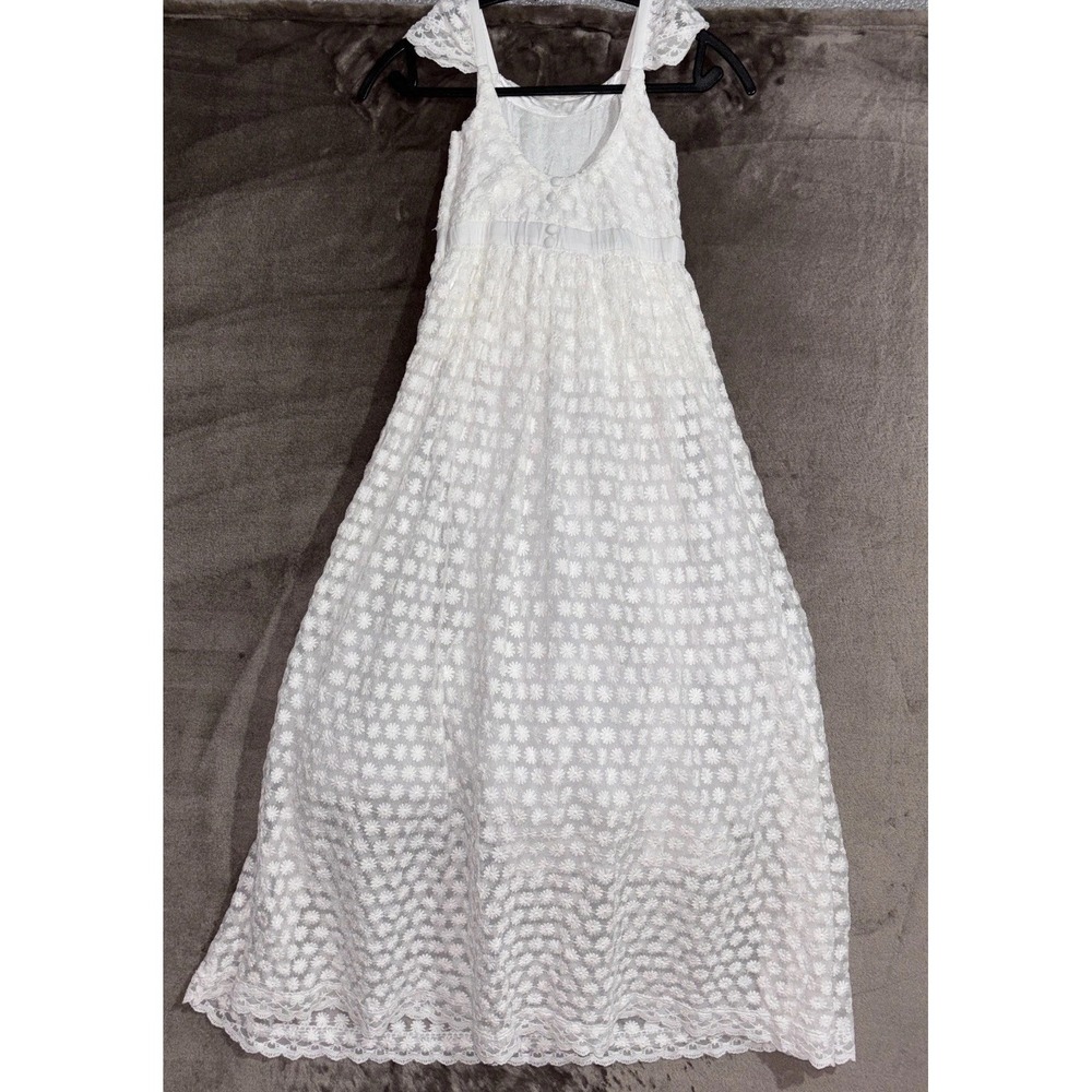 Show Me Your Mumu Flower Girl Dress Girls 7Y White Ivory Floral Daisy Cap Sleeve - Picture 2 of 14